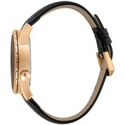 Black Leather Dress Watch