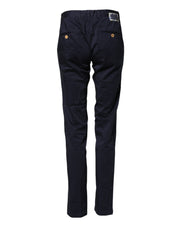Dark Blue Cotton Skinny Men Trouser Pants