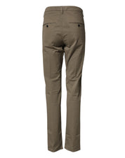 Beige Cotton Stretch Straight Chino Men Trouser Pants