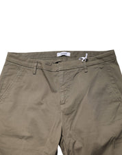 Beige Cotton Stretch Straight Chino Men Trouser Pants