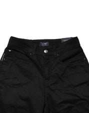 Black Mid Waist Cotton Stretch Skinny Denim Jeans