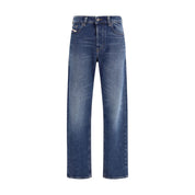 Blue Cotton Straight-Leg Jeans