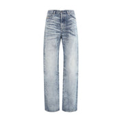 Blue Cotton Straight-Leg Jeans