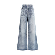 Blue Cotton Flared Jeans