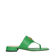 Green Leather Flip-Flop Sandals