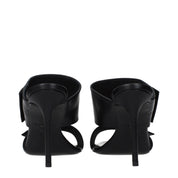 Black Leather Stiletto Heel Sandals