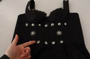 Silk Black Studded Sleeveless A-line Max Dress
