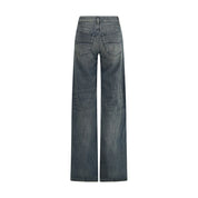 Blue Cotton Flared Jeans