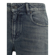 Blue Cotton Flared Jeans