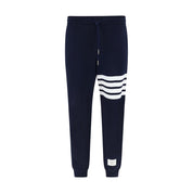 Blue Cotton Casual Pants