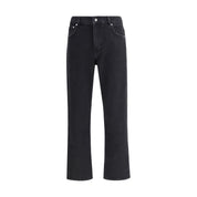 Black Cotton Straight-Leg Jeans