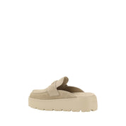 Beige Calf Leather Bos Taurus Mules