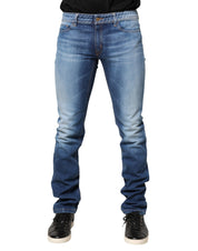 Blue Washed Mid Waist Skinny Denim Trouser Jeans