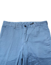 Blue Cotton Mid Waist Straight Men Denim Jeans