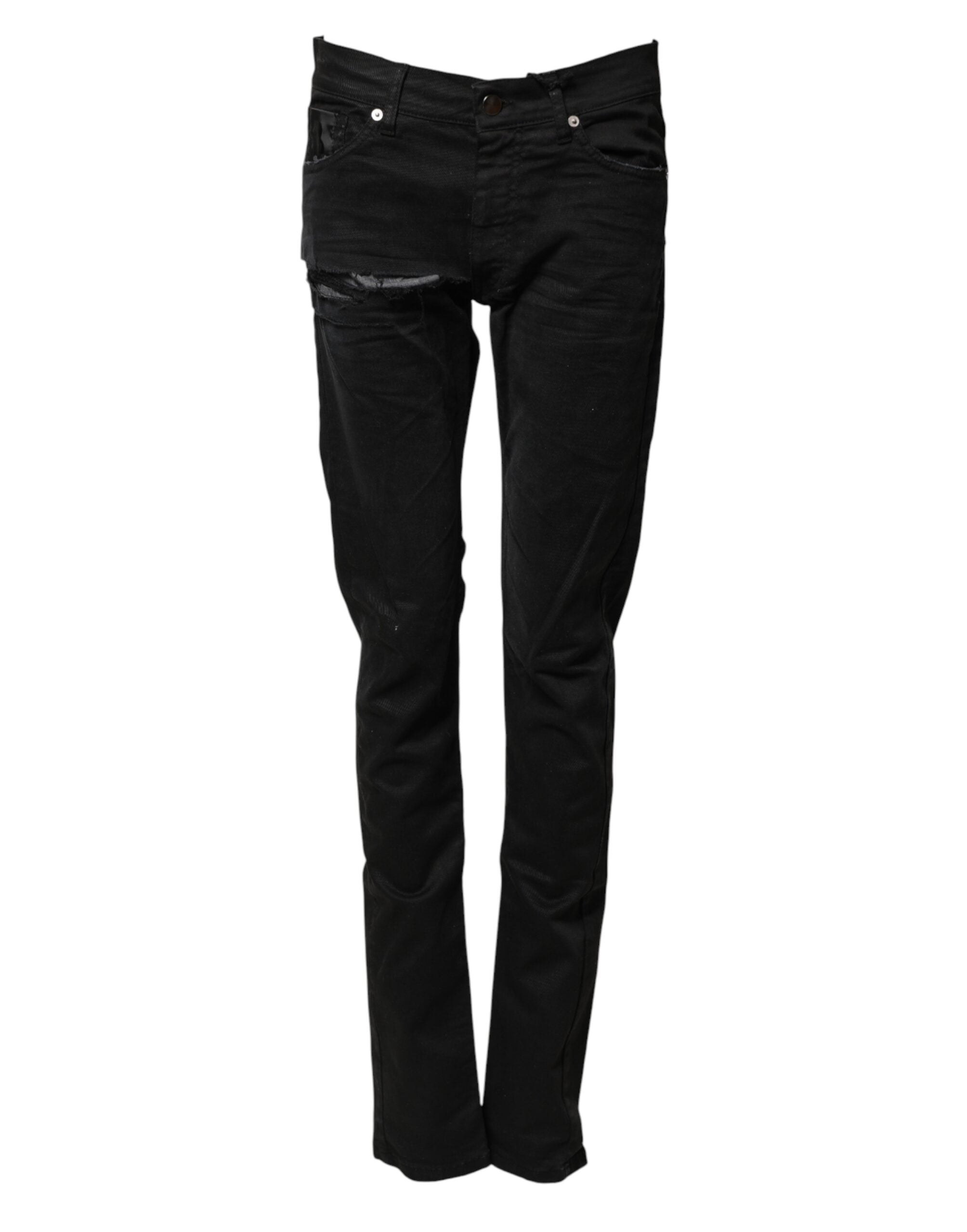 Black Tattered Men Skinny Denim Trouser Jeans