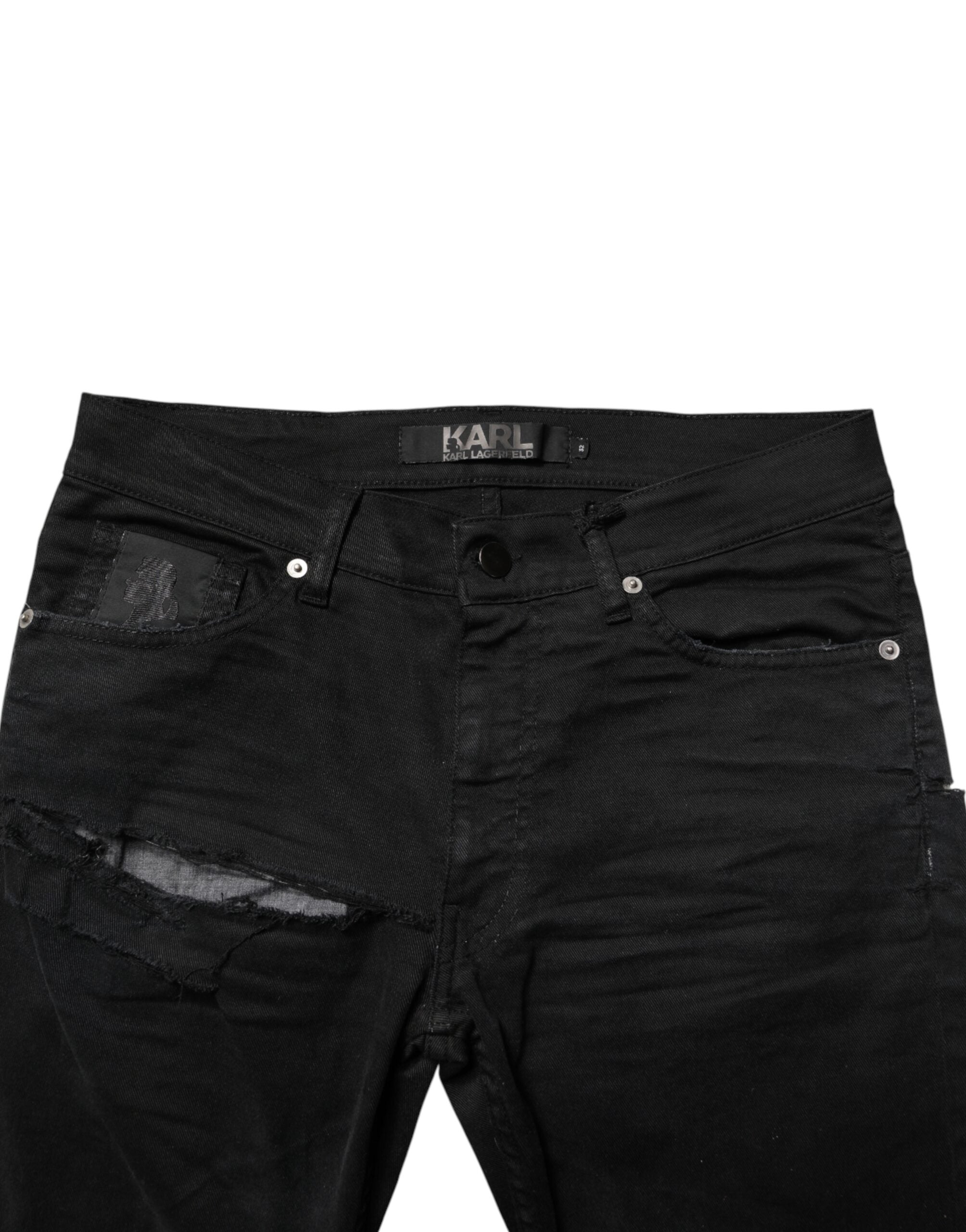 Black Tattered Men Skinny Denim Trouser Jeans