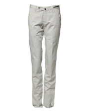 Light Gray Mid Waist Men Straight Chino Trouser Pants