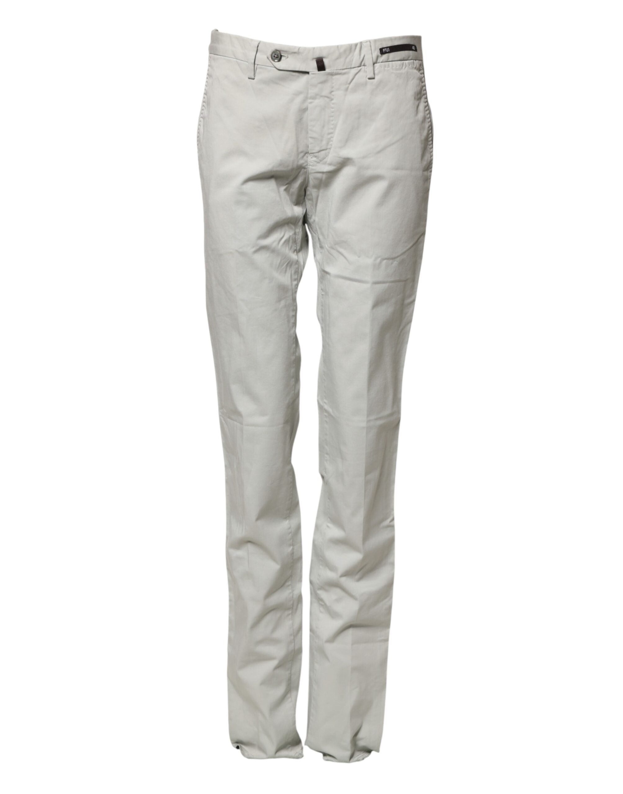 Light Gray Mid Waist Men Straight Chino Trouser Pants
