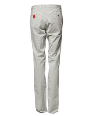 Light Gray Mid Waist Men Straight Chino Trouser Pants