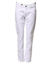 White Cotton Straight Fit Men Denim Trouser Jeans
