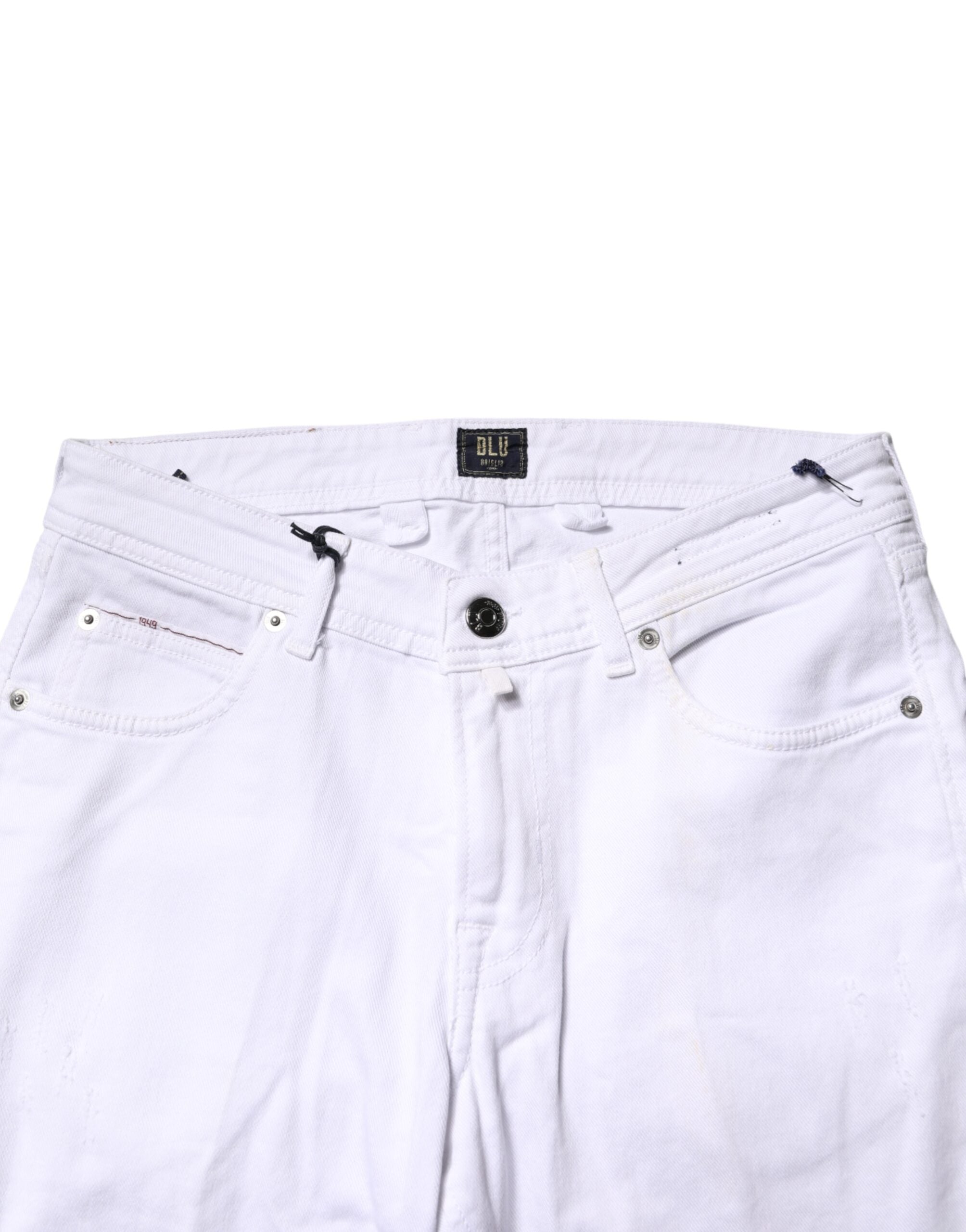 White Cotton Straight Fit Men Denim Trouser Jeans