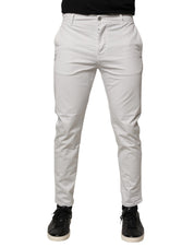 White Cotton Mid Waist Skinny Men Denim Jeans