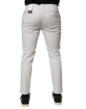 White Cotton Mid Waist Skinny Men Denim Jeans