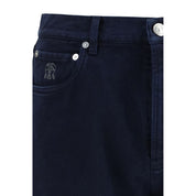 Blue Cotton Straight-Leg Jeans