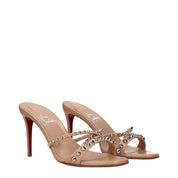 Pink Leather Stiletto Heel Sandals