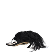 Black Leather Flip-Flop Sandals