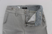 Pants Gray Cotton Blend Super Slim Fit Jeans