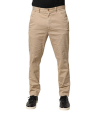 Beige Cotton Skinny Chino Trouser Pants