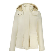 White Polyester Women Parka Jacket