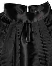 Black Jacquard Deep V-neck Sleeveless 2 Pc Dress