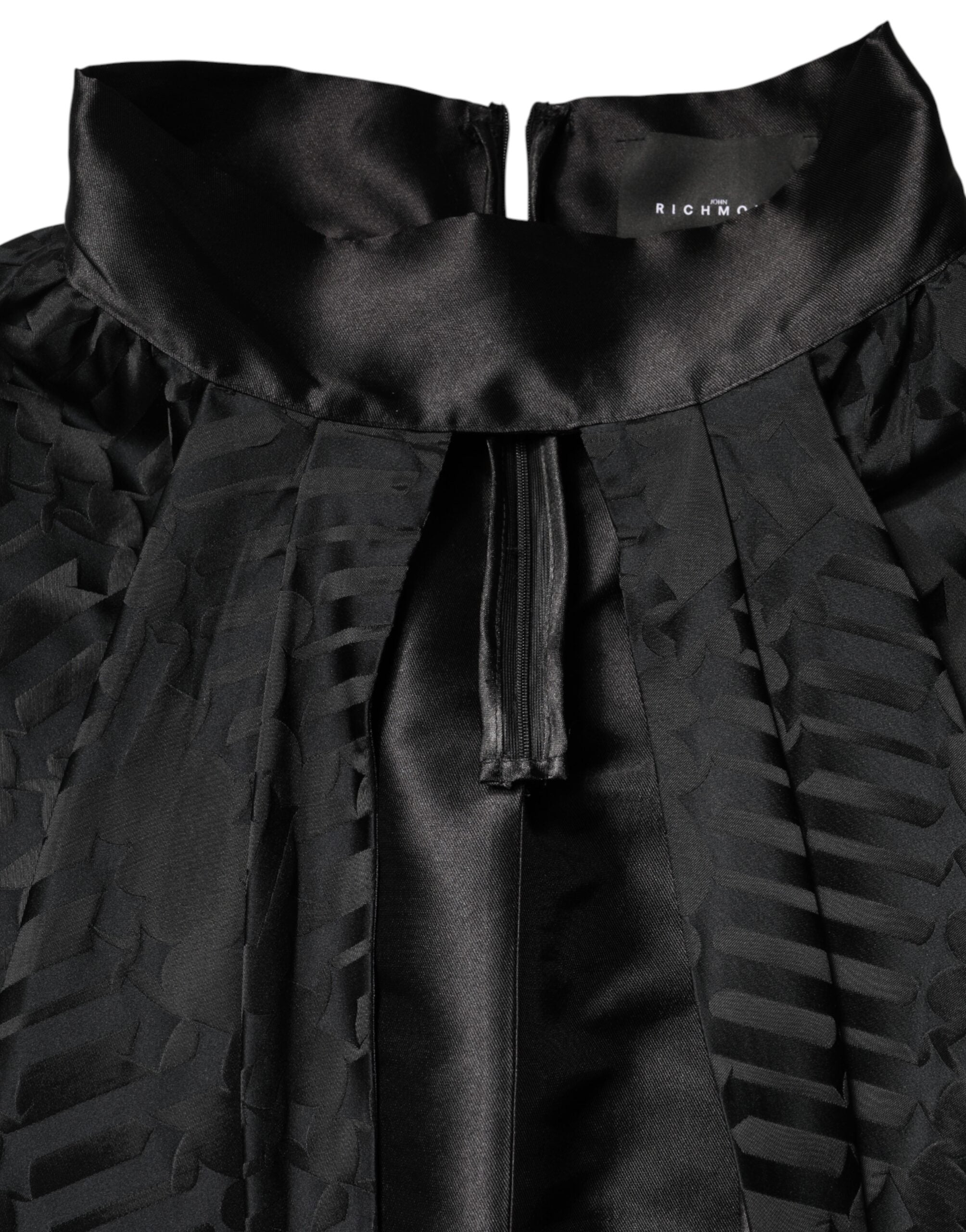 Black Jacquard Deep V-neck Sleeveless 2 Pc Dress