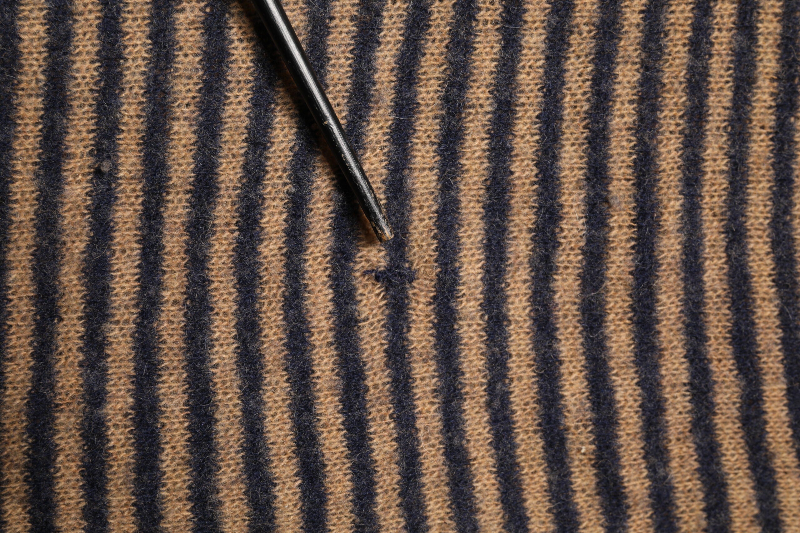 Brown Black Stripes Wool Crew Neck Pullover Sweater