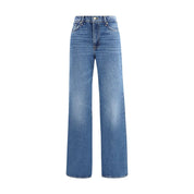 Blue Cotton Flared Jeans