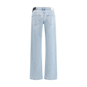 Blue Cotton Straight-Leg Jeans