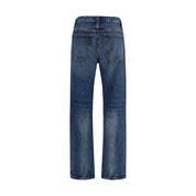 Blue Cotton High-Waisted Jean