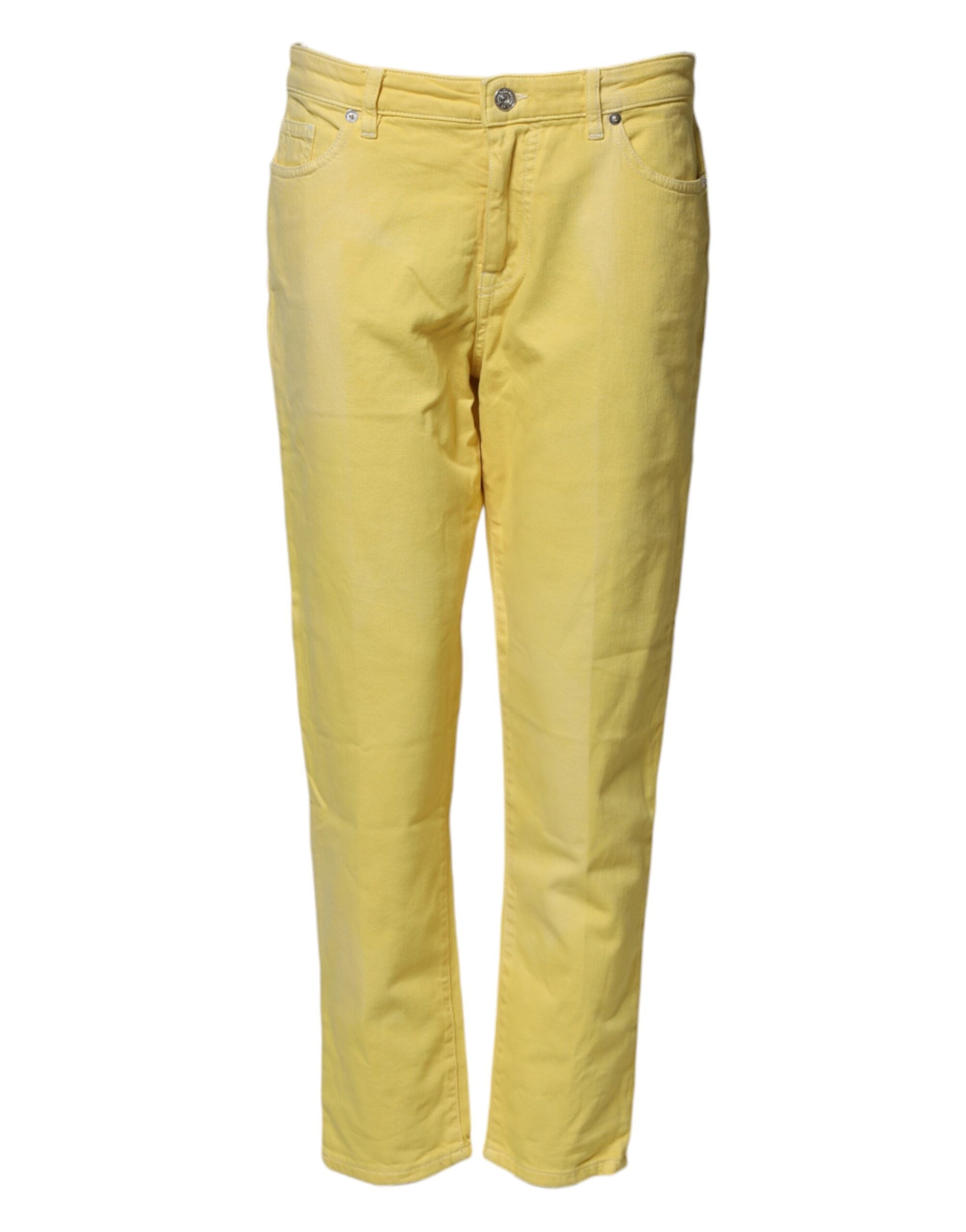 Yellow Tapered Mid Waist Denim Trouser Jeans