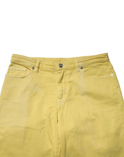 Yellow Tapered Mid Waist Denim Trouser Jeans