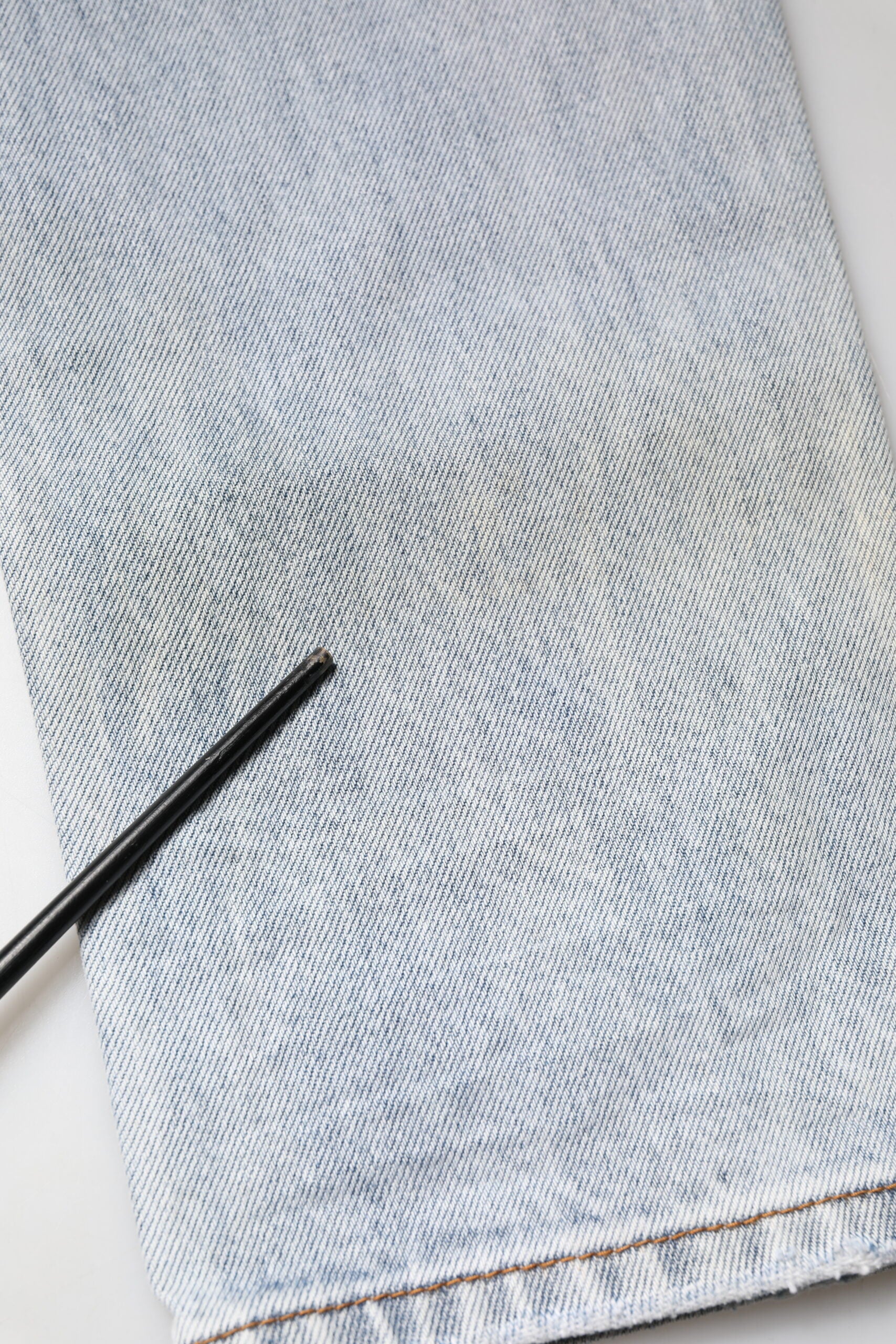 Light Blue Tattered Mid Waist Straight Denim Jeans