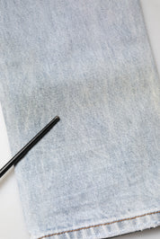 Light Blue Tattered Mid Waist Straight Denim Jeans