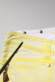 Yellow Cotton Bootcut Low Waist Denim Trouser Jeans