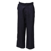 Navy Blue Straight High Waist Chino Casual Trouser Pants