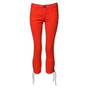 Red Mid Waist Skinny Cropped Trouser Jeans