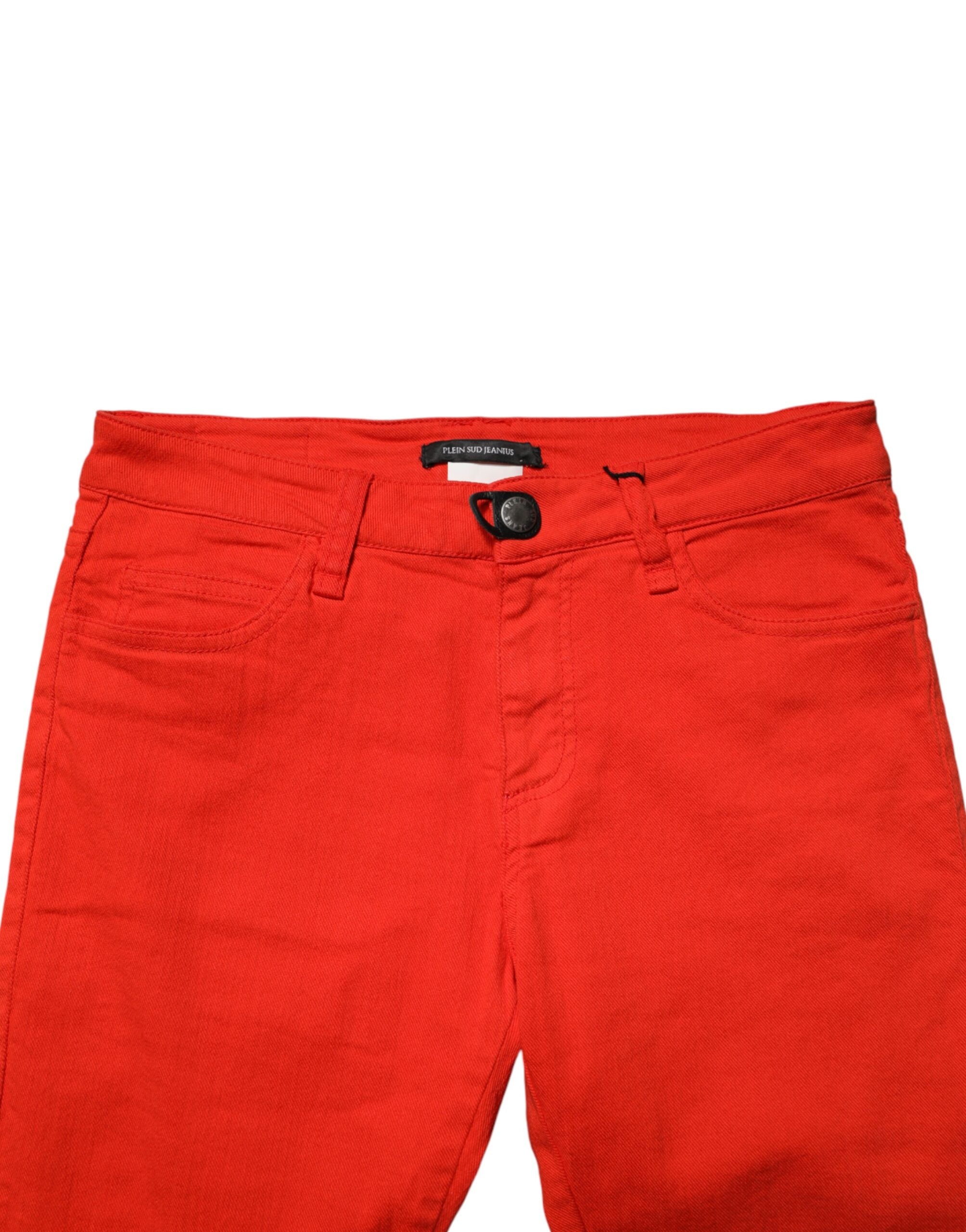 Red Mid Waist Skinny Cropped Trouser Jeans