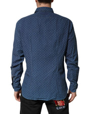 Blue Button Down Long Sleeves Men Shirt