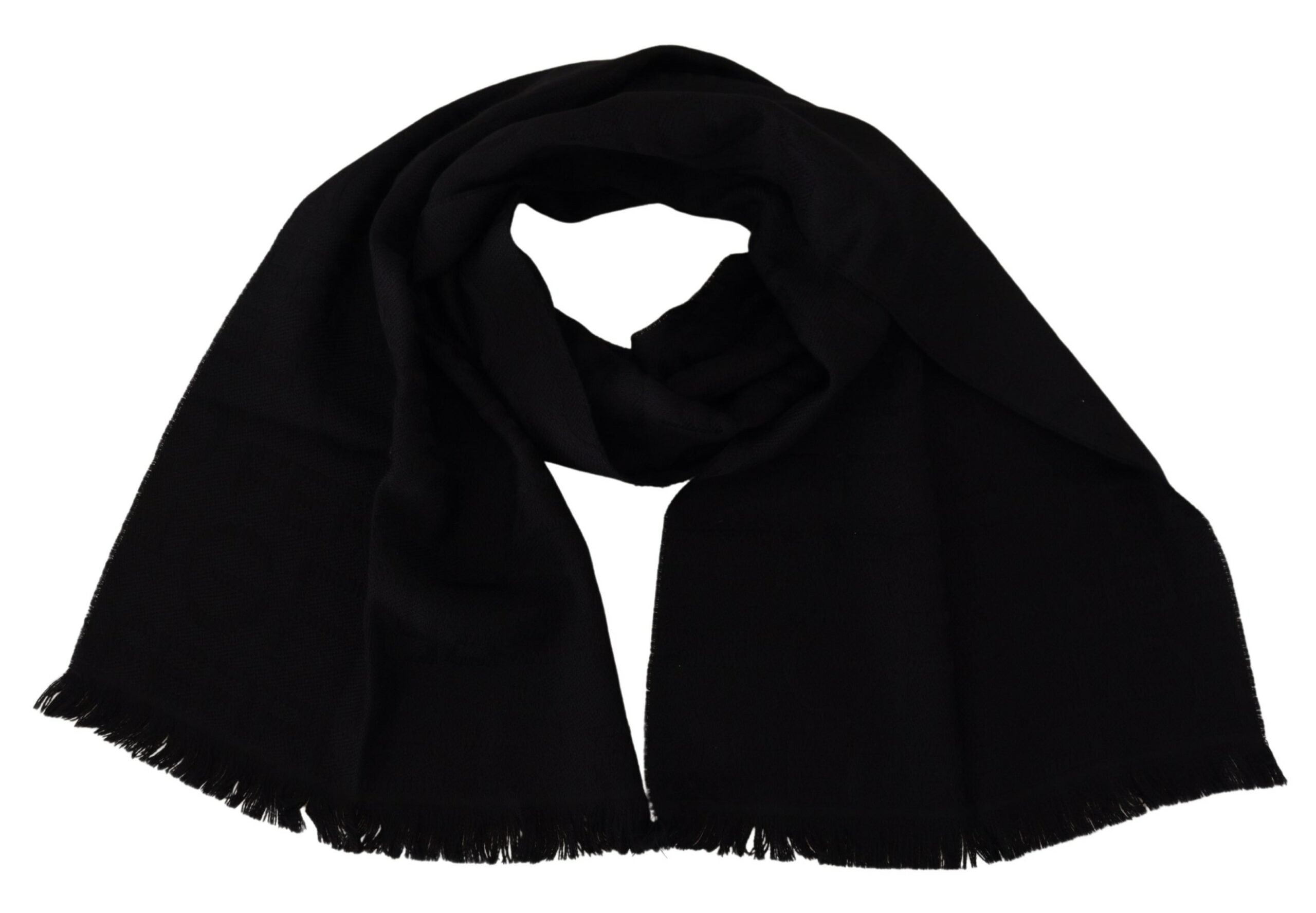 Écharpe à franges châle en laine noire
