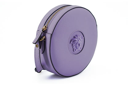 Sac à bandoulière Disco rond en cuir de veau violet